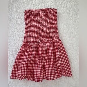 Hollister Red and White Gingham Mini Dress